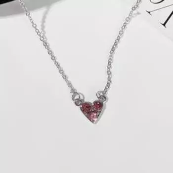 Кулон "Лови момент" сердечко, цвет розовый в серебре, 35 см