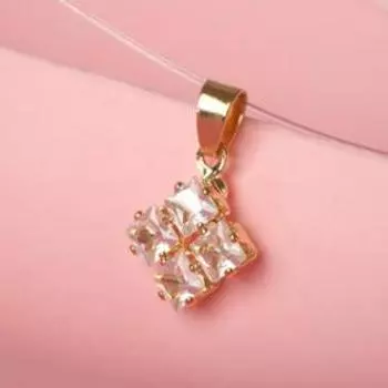 Кулон "На леске" циркония, ромб, цвет белый в золоте, 30см