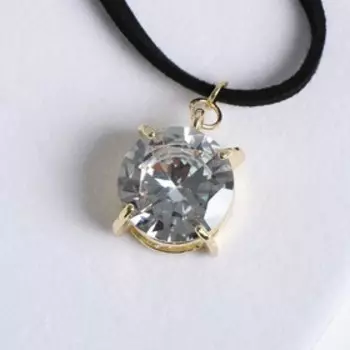 Кулон на шнурке "Кристаллик" крупный, цвет белый в золоте, 44 см