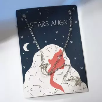 Кулон «Полумесяц и звезда», цвет серебро, 61 см