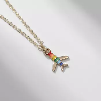 Кулон на цепочке «Прелесть», самолёт, цветной в золоте, 40 см