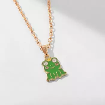 Кулон на цепочке «Принцесса-Лягушка», зелёный в золоте, 40 см