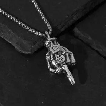 Кулон «Рука скелета», цвет чернёное серебро, 70 см