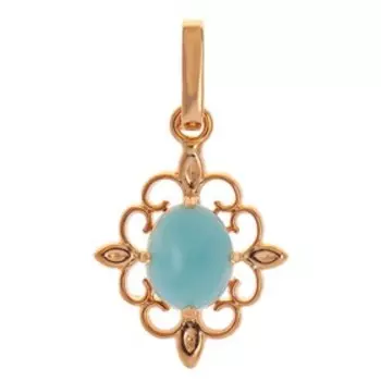 Кулон с амазонитом "Констанция", позолота с родированием