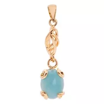 Кулон с амазонитом "Лагуна", позолота с родированием