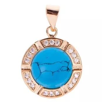 Кулон с бирюзой "Луна", позолота с родированием