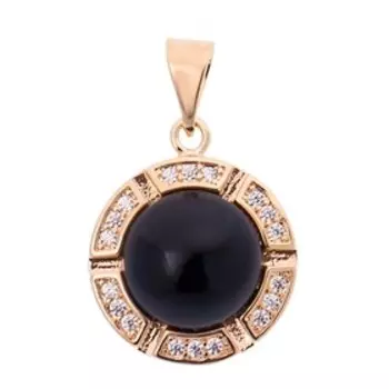 Кулон с черным ониксом "Луна", позолота с родированием