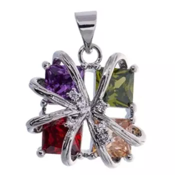 Кулон с фианитом mix "4 стихии", родирование