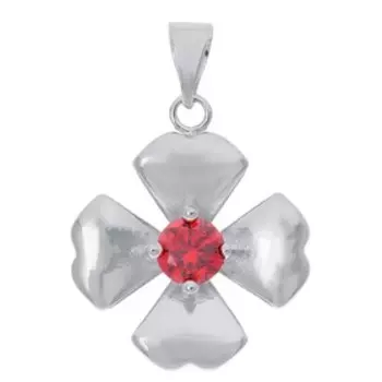 Кулон с гранатом "Клевер 4 листа", родирование