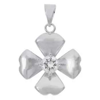 Кулон с хрусталем "Клевер 4 листа", родирование