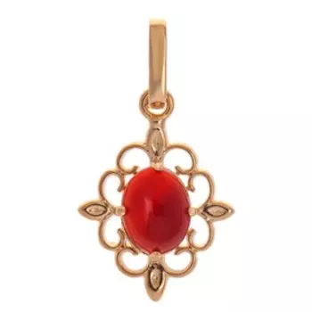 Кулон с красным агатом "Констанция", позолота с родированием