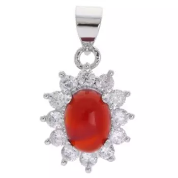 Кулон с красным агатом "Малый овал в цирконах", родирование