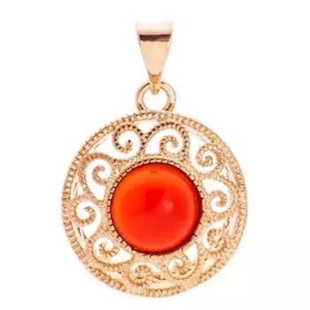 Кулон с красным агатом "Восточное солнце", позолота с родированием