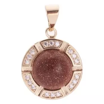 Кулон с красным авантюрином "Луна", позолота с родированием