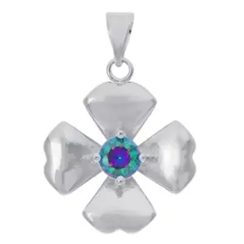 Кулон с мистик фианитом "Клевер 4 листа", родирование