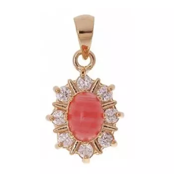 Кулон с родохрозитом "C лучами", позолота с родированием