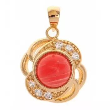 Кулон с родохрозитом "Серенада", позолота с родированием