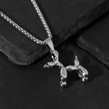 Кулон на цепочке «Собачка», из воздушных шаров, цвет серебро, 70 см