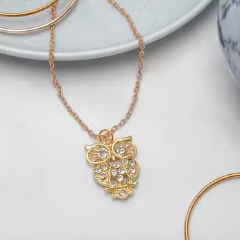 Кулон на цепочке «Сова», ажурная, белый в золоте, 45 см