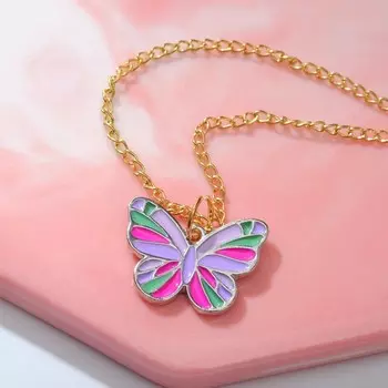 Кулон детский Выбражулька«Бабочка», 40 см, цветной в золоте