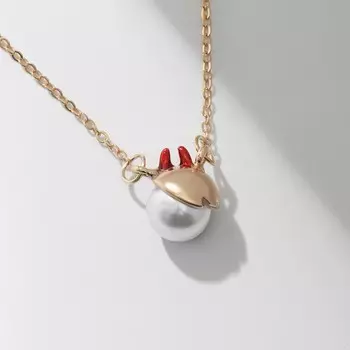 Кулон на цепочке «Япония», чёртик, бело-красный в золоте