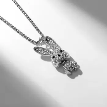 Кулон «Заяц» мульти, цвет белый в серебре, 70 см