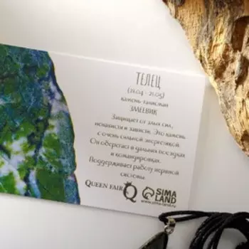 Кулон "Знаки зодиака" змеевик, галтовка, Телец , длина 65см