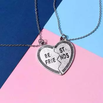 Кулоны парные «Best friends», сердце, 45 см, цвет чернёное серебро