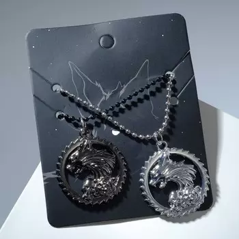 Кулоны "Неразлучники" дикие волки, цветные, 48см