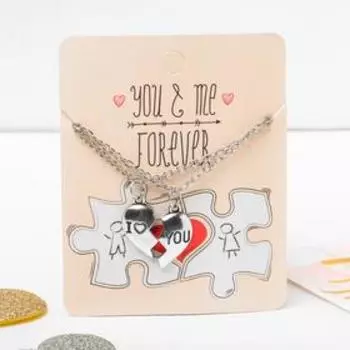 Кулоны «Неразлучники» forever, цвет чернёное серебро, 50 см