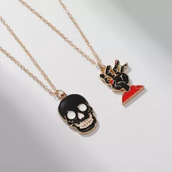 Кулоны парные «Хэллоуин», 45 см, цветные в золоте