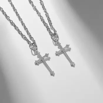 Кулоны парные «Крестики», 45 см, цвет серебро
