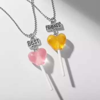 Кулоны парные «Леденцы», 43.5 см, цвет жёлтый/розовый