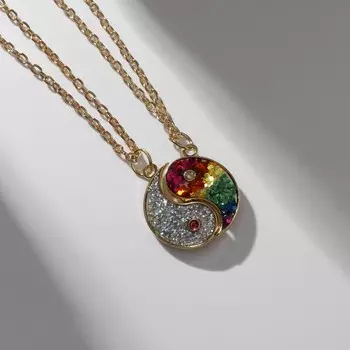 Кулоны парные на магните «Инь ян», 45 см, цветные в золоте