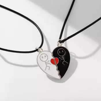 Кулоны парные на магните «Парочка», 40 см, цвет белый/чёрный