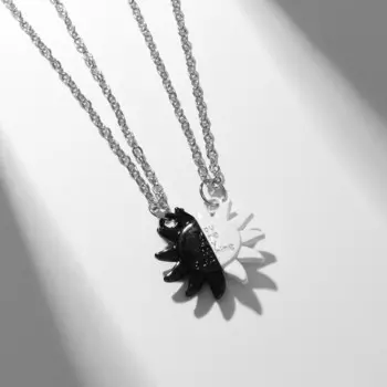 Кулоны парные на магните «Солнце», 45 см, цвет белый/чёрный в серебре