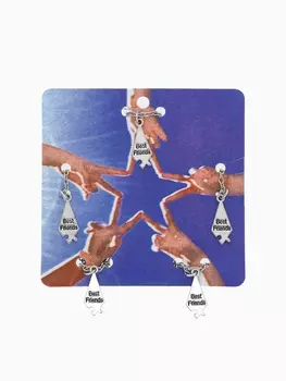 Кулоны парные на цепочке «Неразлучники», пять пазлов, цвет серебро, 45 см