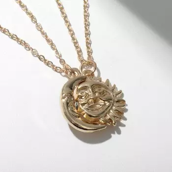 Кулоны парные «Солнце и луна», 45 см, цвет золото