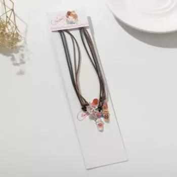 Кулоны на шнурке «Неразлучники» коктейль, звезда и месяц, цвет чёрно-коричневый, 43 см