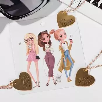 Кулоны парные «Три сестры», три сердца, 40 см, цвет золото