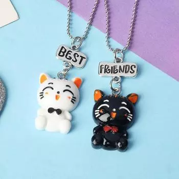 Кулоны неразлучники «Выбражулька», котики, цветные в серебре