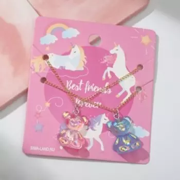 Кулоны неразлучники «Выбражулька» мармеладные мишки, цвет сине-розовый в золоте