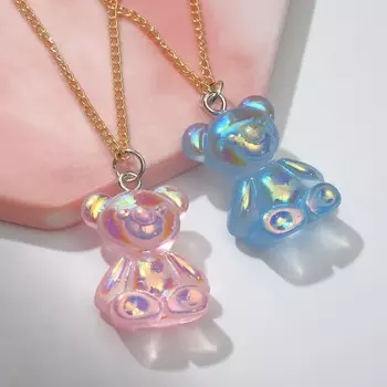 Кулоны неразлучники «Выбражулька» мармеладные мишки, цвет сине-розовый в золоте