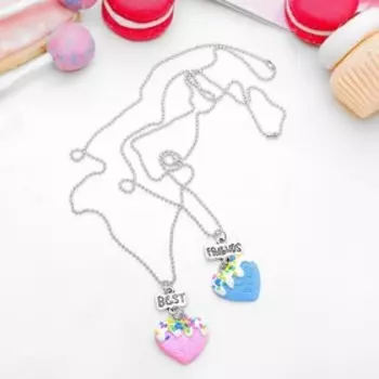 Кулоны неразлучники «Выбражулька», сердца конфитюр, 45 см, цветные