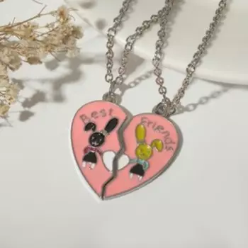 Кулоны «Неразлучники» зайцы, цветные в серебре, 45 см