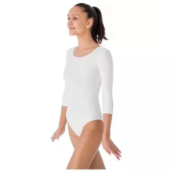 Купальник гимнастический Grace Dance, с рукавом 3/4, р. 42, цвет белый