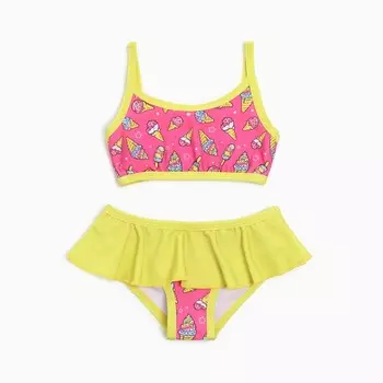 Купальник раздельный для девочки, цвет розовый/жёлтый, рост 110-116 см