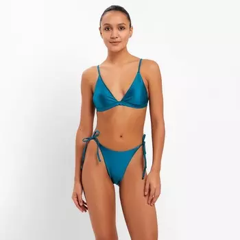 Купальник раздельный однотонный с завязками женский MINAKU, зелёный размер 48