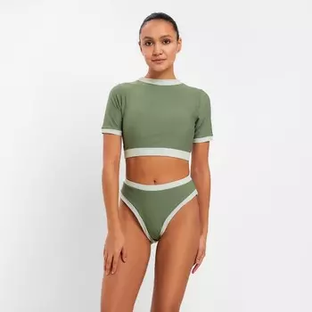 Купальник раздельный с топом женский MINAKU, размер 48, зелёный