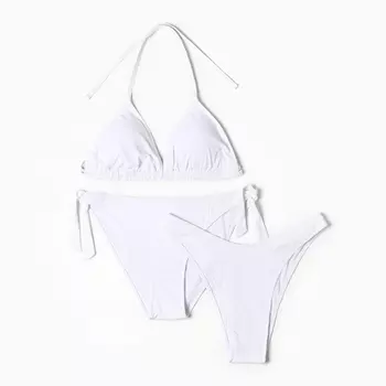 Купальник раздельный женский тройка с двумя видами плавок, белый, размер 36 (40)